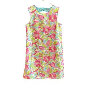 Gymboree Lilly Pulitzer Dress Flowers Flamingos Reversible Cotton Zip Up Size 7